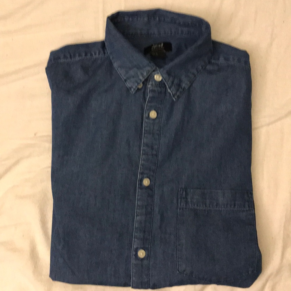 H&M Dark Blue Denim Button Up Shirt Size M